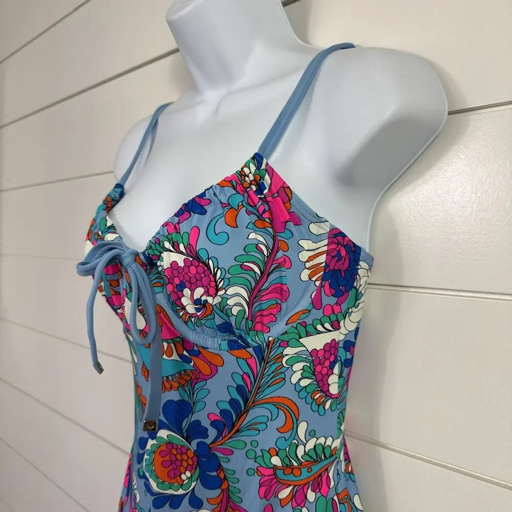 Kate Spade One Piece Swimsuit Underwire Spring Water Multicolor Floral sz M